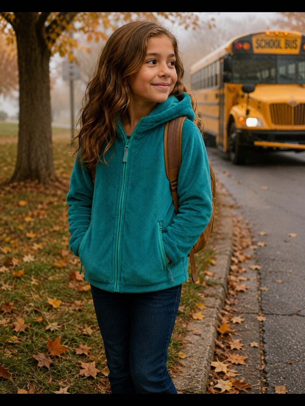 Lands' End Girls Teal Fleece Hoodie -10/12
